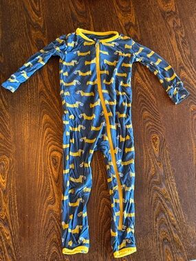Kickee Pants Blue Baby Footless Pajamas with Pretzel Pup Pattern